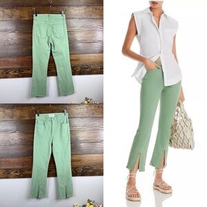 Derek Lam 10 Crosby Mira High Rise Cropped Split Hem Jeans in Shale Green New